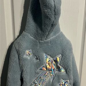Old Navy Silver and Blue Butterfly Hoodie Sweatshirt